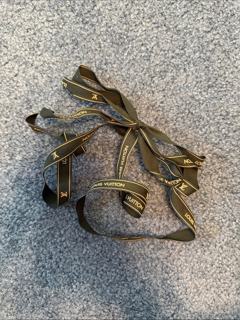 Louis Vuitton Black Ribbon with Gold Logo Trim